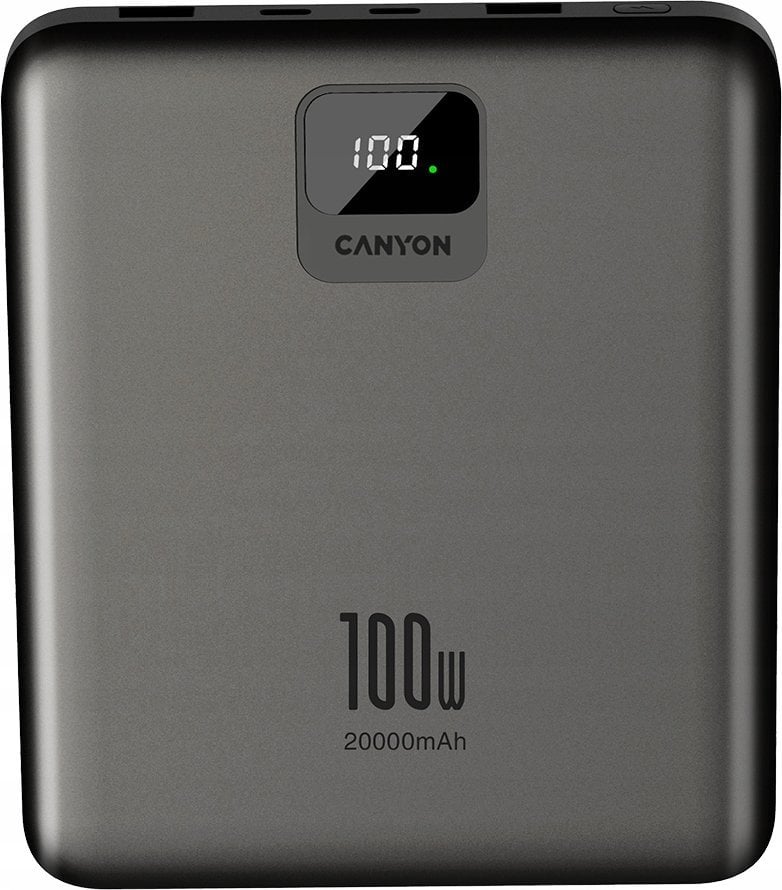 Canyon CANYON Powerbank PB-2008 LED Płaski 20000 mAh PD100W QC3.0 Ciemnoszary