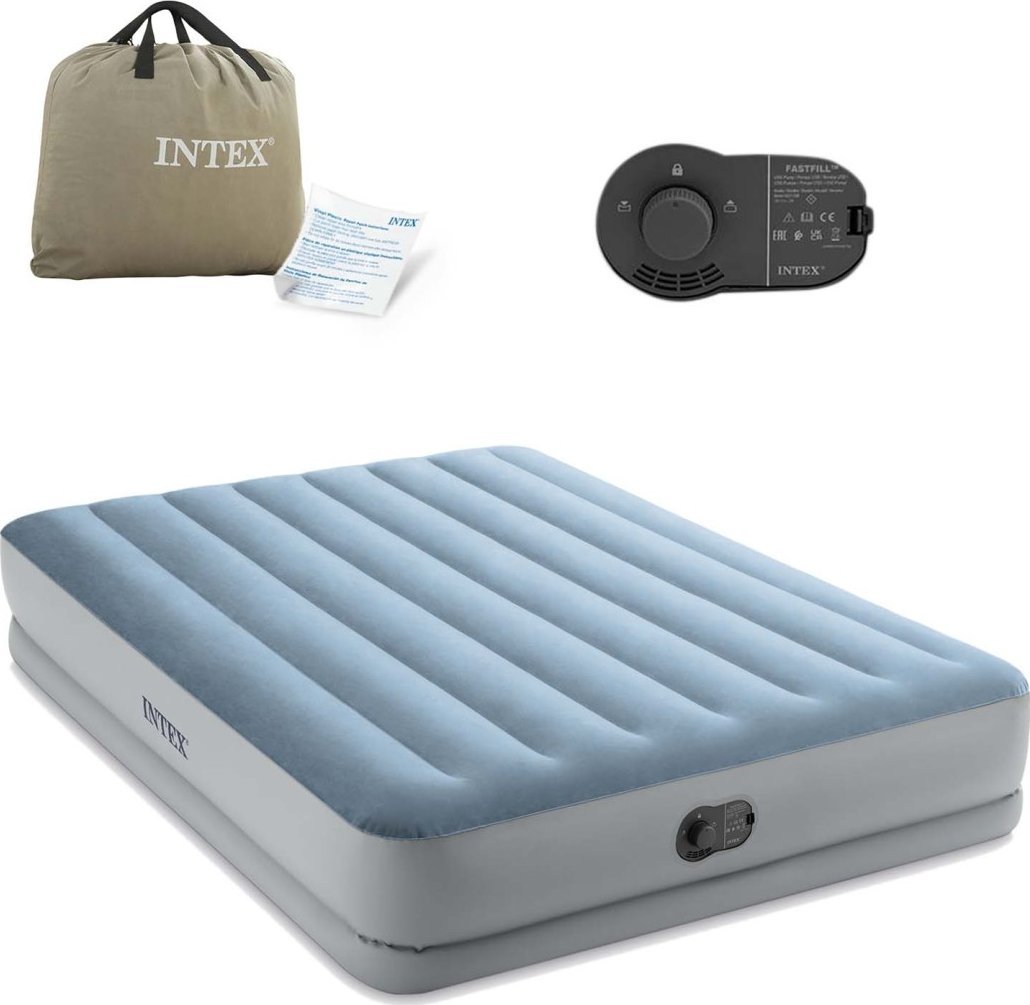 Intex Materac welurowy 203x152x36cm z wbudowaną pompką elektryczną INTEX 64159