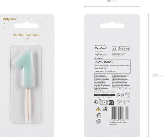 Świeczka 1 jasno niebieska 5.5cm