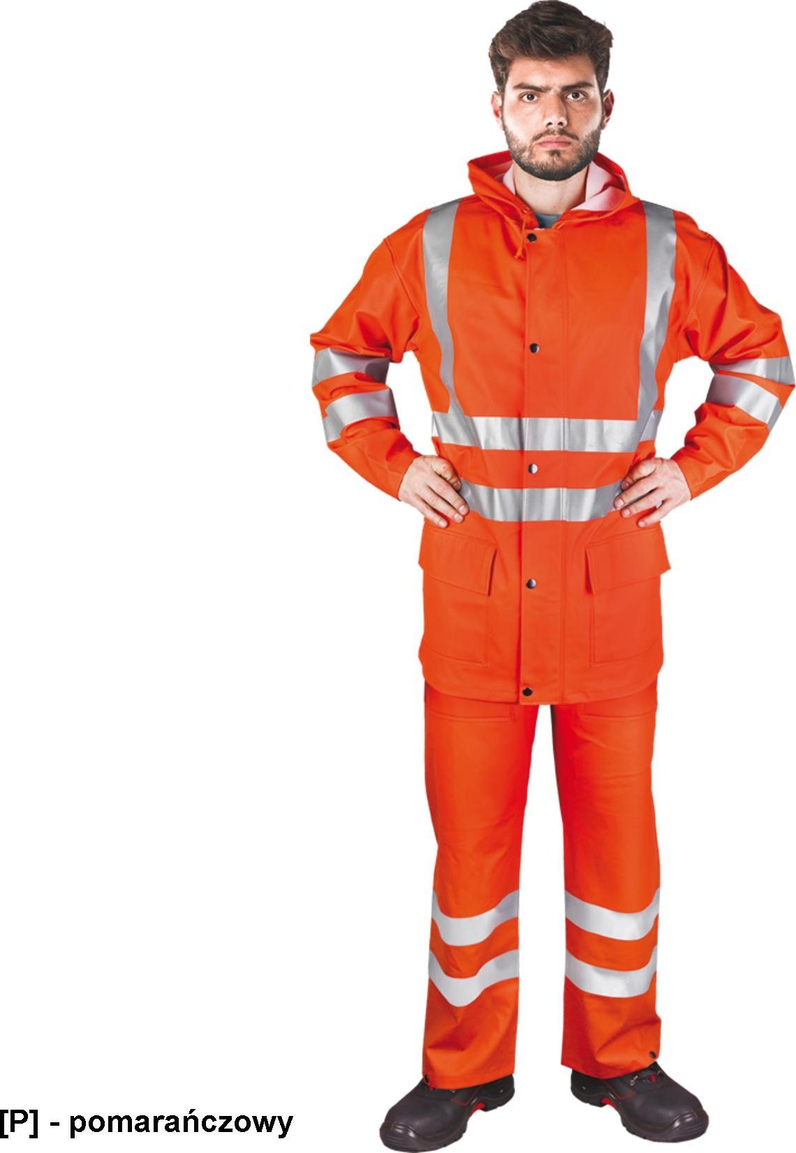 Reis KPLPUFLUO - Wysokiej jakości komplet przeciwdeszczowy z elastycznego materiału o wysokiej wytrzymałości - pomarańczowy L