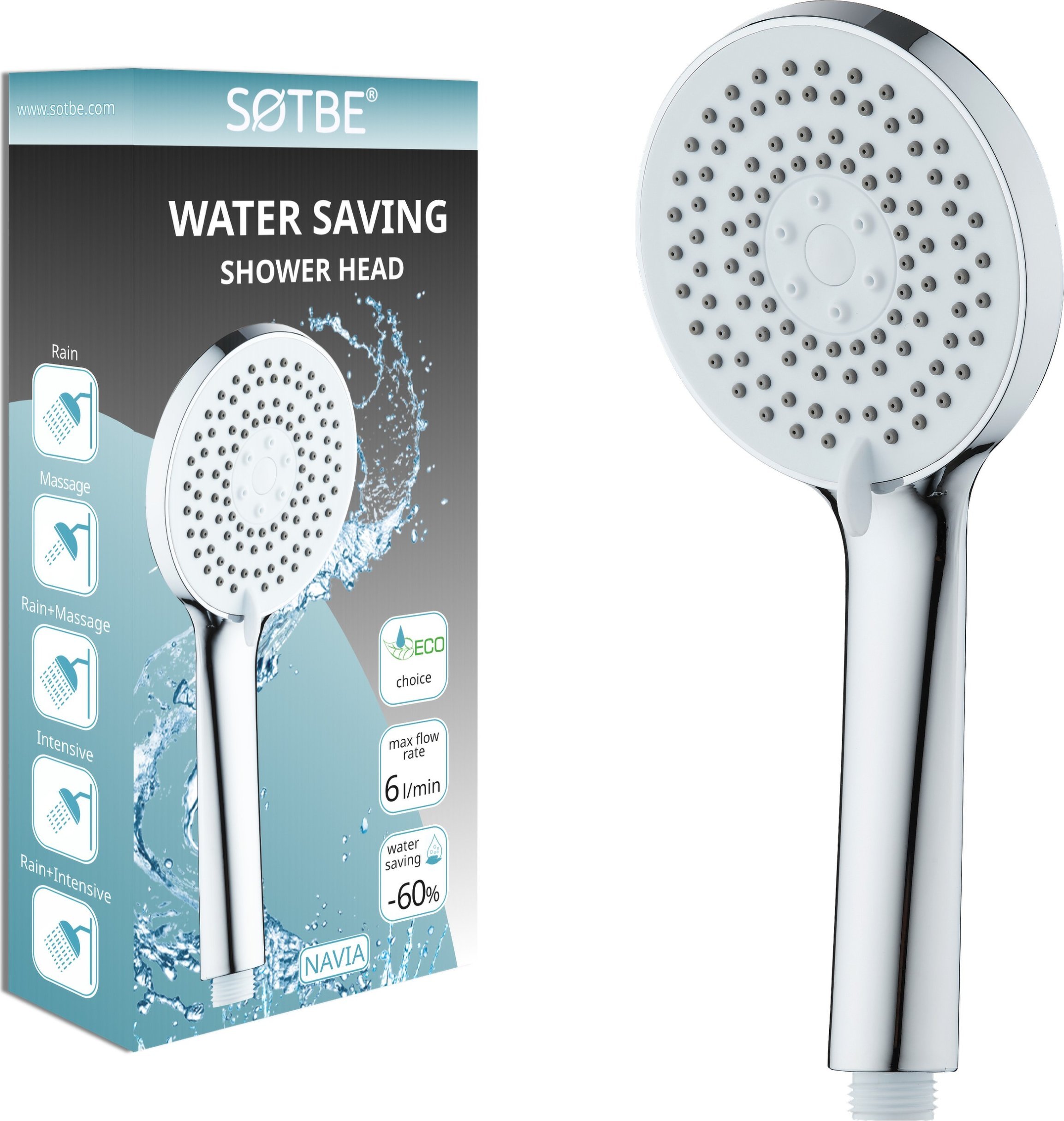 Sotbe SOTBE LARK NAVIA wodooszczędna słuchawka prysznicowa 5 zakresowa
