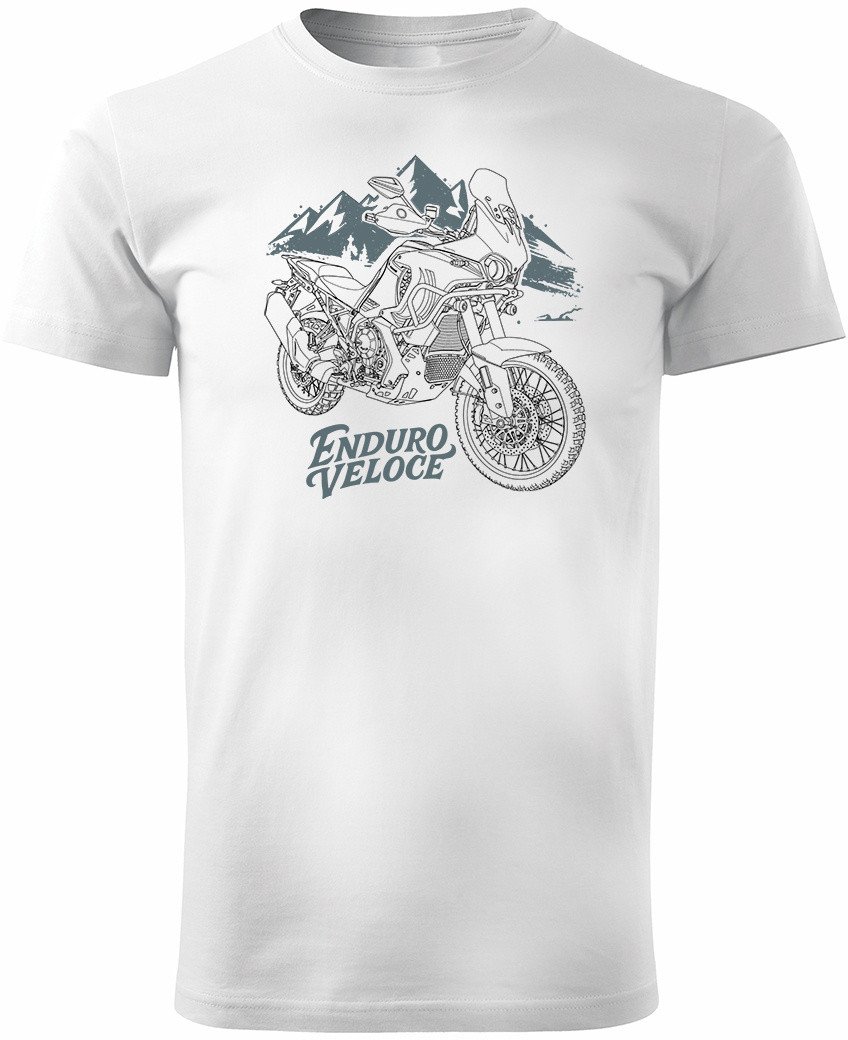 Koszulka motocyklowa z motocyklem na motor MV Agusta Enduro Veloce biała M