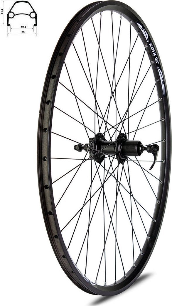 XMX Koło tylne 28-29" Disc piasta XMX A291 kaseta 8-9-10 rzędów, hamulec tarczowy, łożyska maszynowe, obręcz disc YL-D23 nitowana czarna, szprychy cz