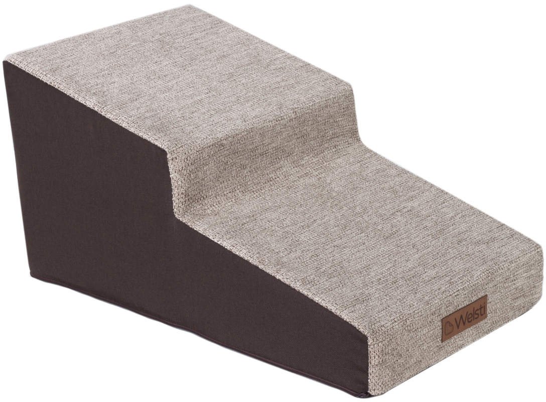 Schody dla psa 30cm 2 pochylne stopnie beżowo-brązowe do 60 kg