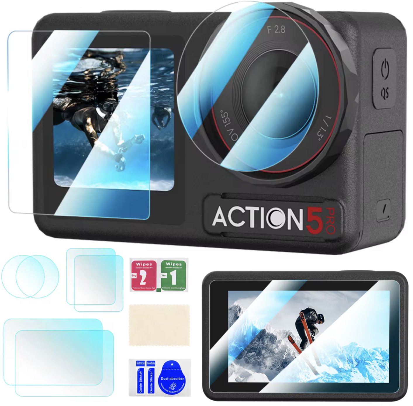 SZKŁO HARTOWANE NA OBIEKTYW I EKRAN DO DJI OSMO ACTION 5 PRO - 6 SZT.