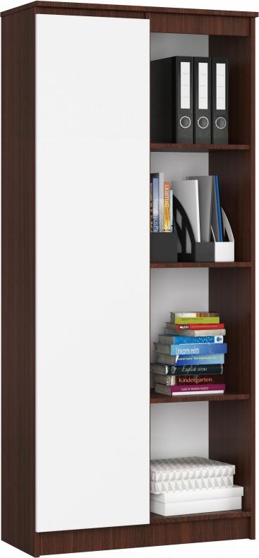 Fabryka Mebli Akord REGAŁ BIUROWY R 80 cm CLP 1 DRZWI 4 PÓŁKI WENGE / BIAŁY