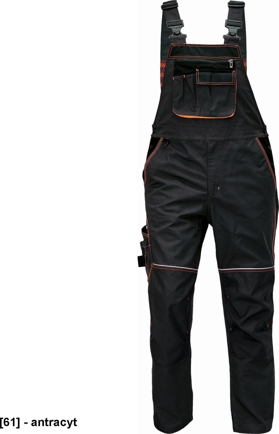 CERVA KNOXFIELD SPODNIE OGRODNICZKI - spodnie ochronne z elastyczną talią, odblaskowe wstawki - antracyt 68