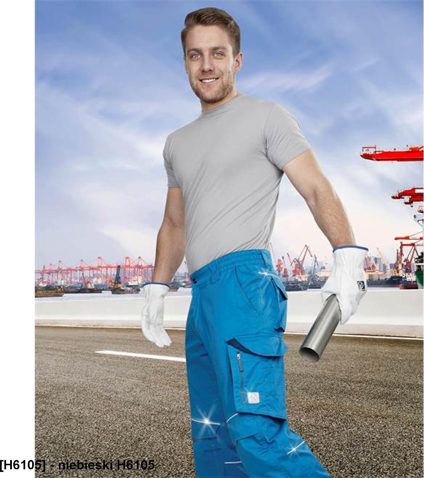 Ardon SUMMER ARDON - modne spodnie do pasa, dopracowana sylwetka, odblaskowe elementy - niebieski H6105 54