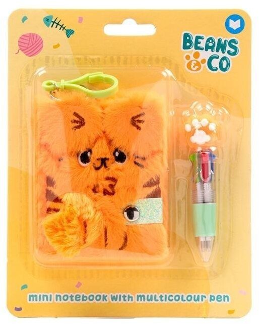 Notatnik pluszowy A7 z długopisem wielokolorowym