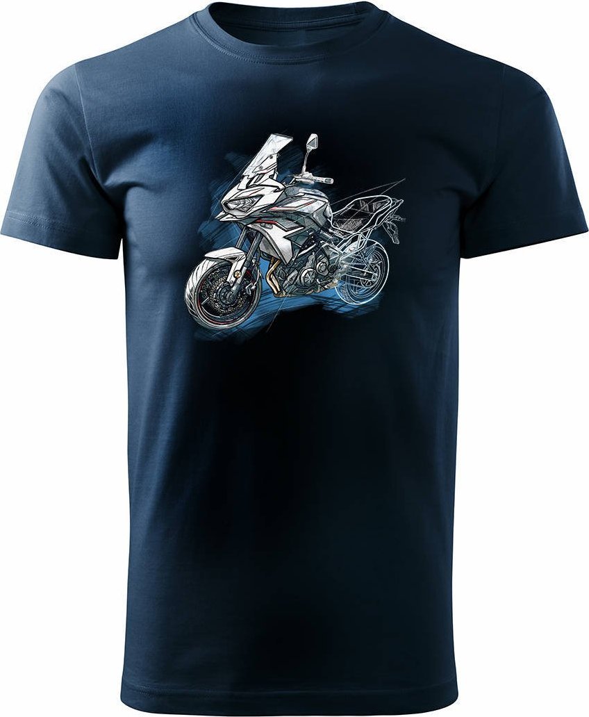 Topslang Koszulka motocyklowa z motocyklem na motor Kawasaki Versys 650 KLE 650 męska granatowa XXL