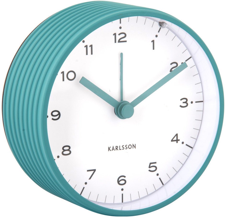 Budzik Karlsson KA6010BL turkusowy okrągły 9 cm .