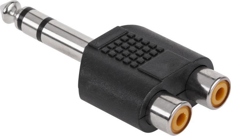 Adapter AV Jack 6.3mm - RCA (Cinch) x2 czarny (ZLA0300)
