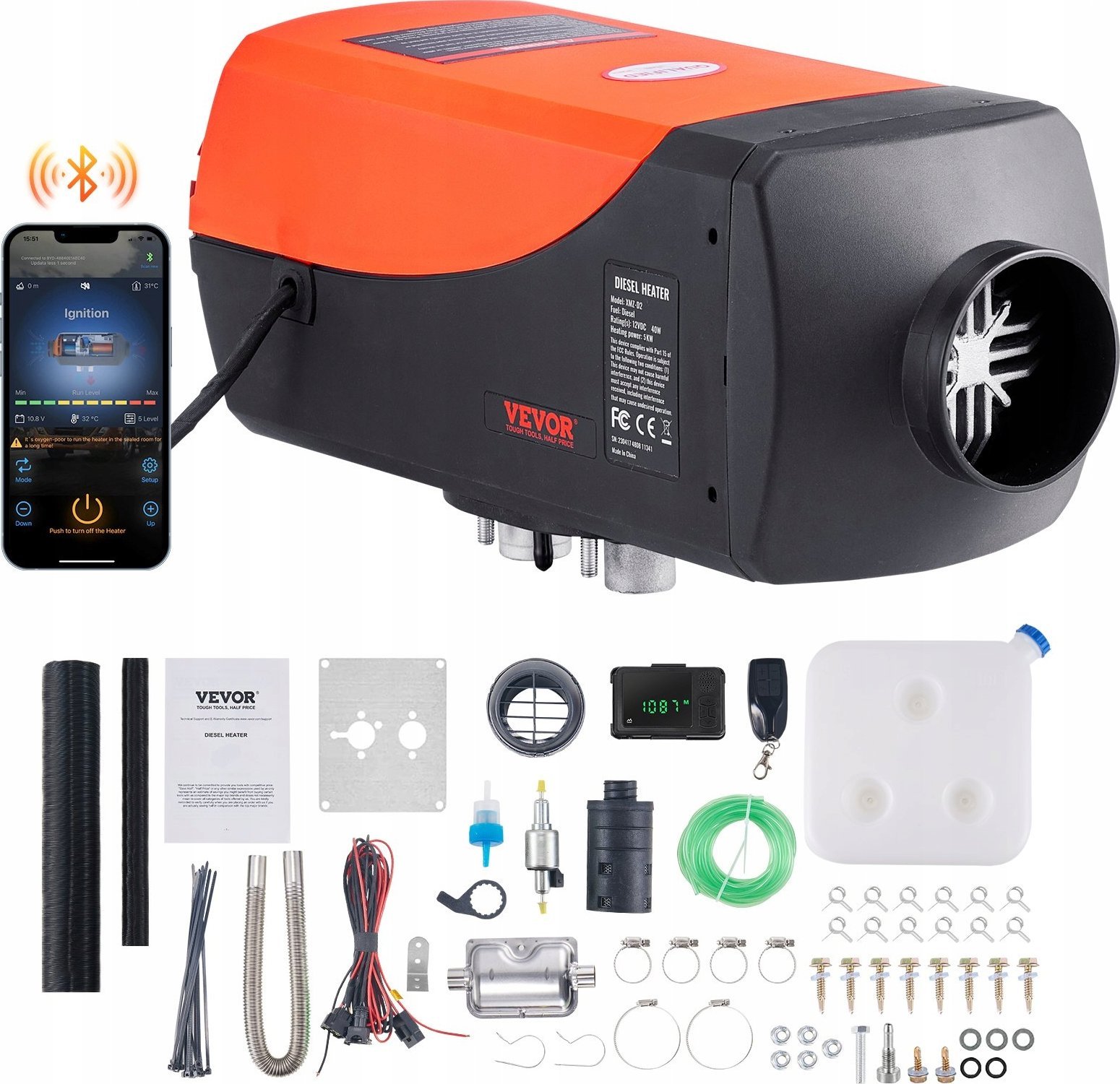 Nagrzewnica Diesel 12 V z Aplikacją Bluetooth
