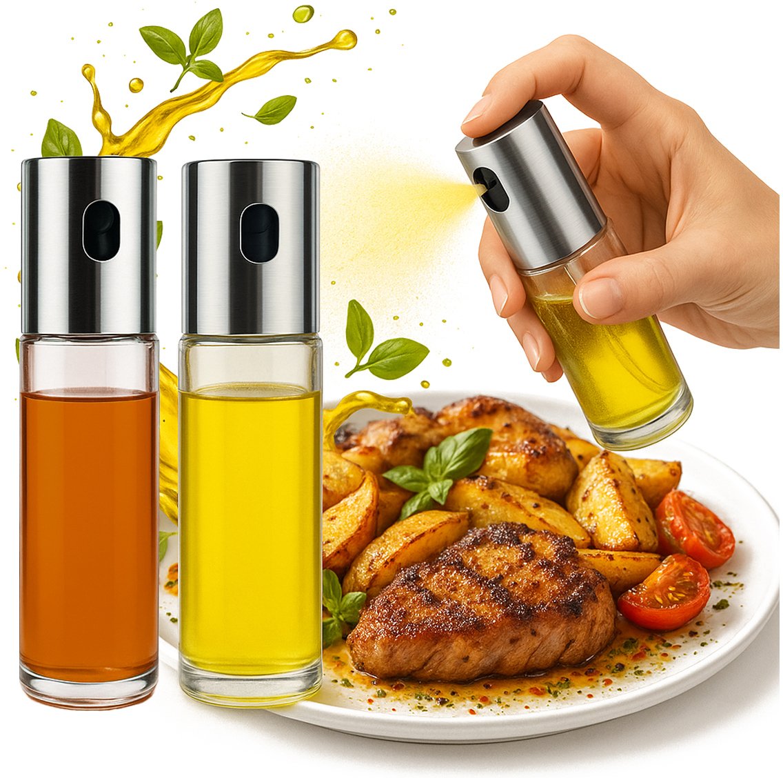 2xSpray do oleju oliwy 100ml szklany rozpylacz dozownik olej spray kuchenny