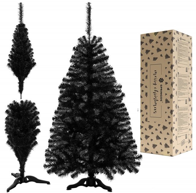 Choinka sztuczna, jodła 150 cm nowoczesne drzewko świąteczne czarne UNIWERSALNY