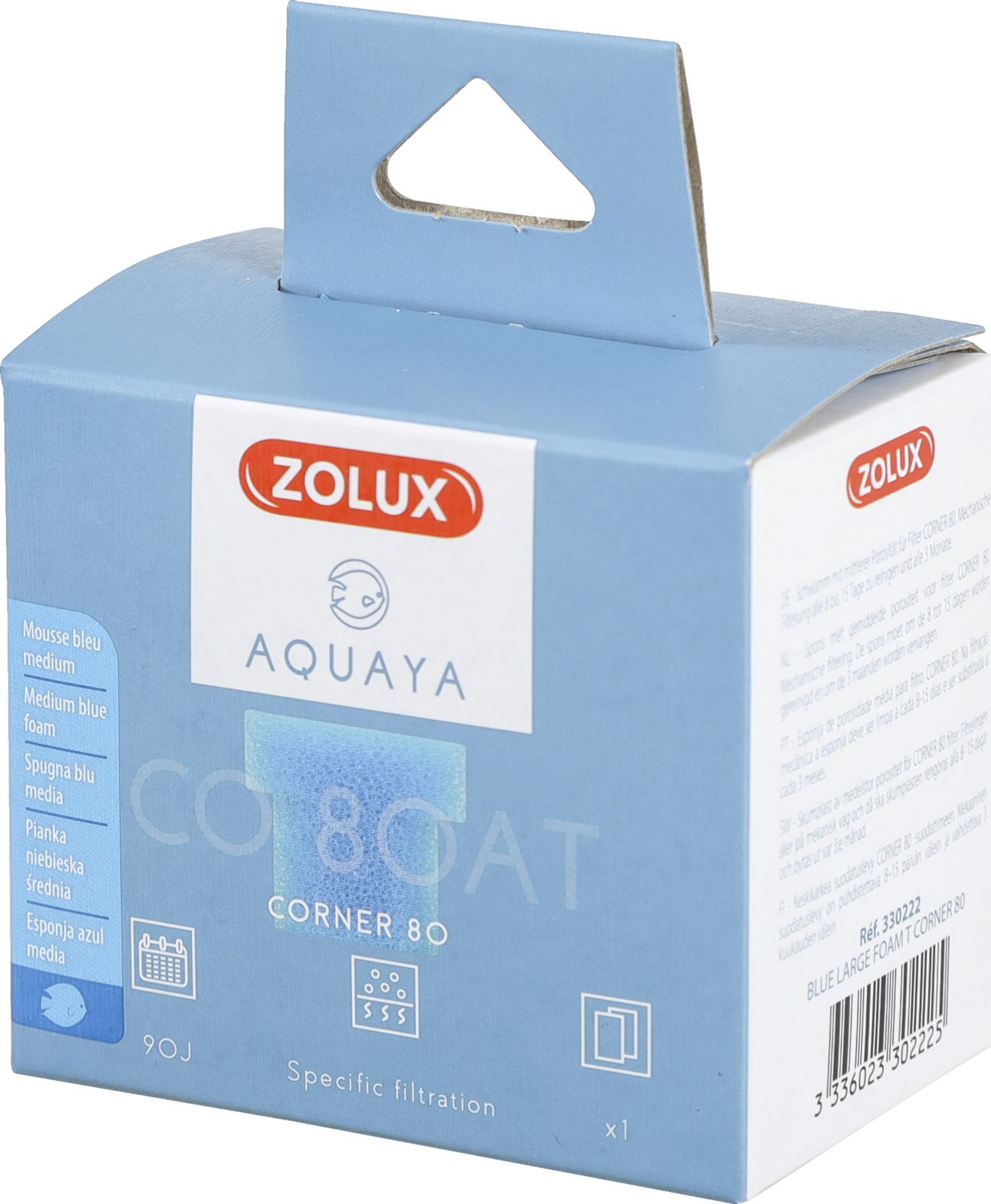 Zolux AQUAYA Wkład gąbka Blue Large Foam T Corner 80