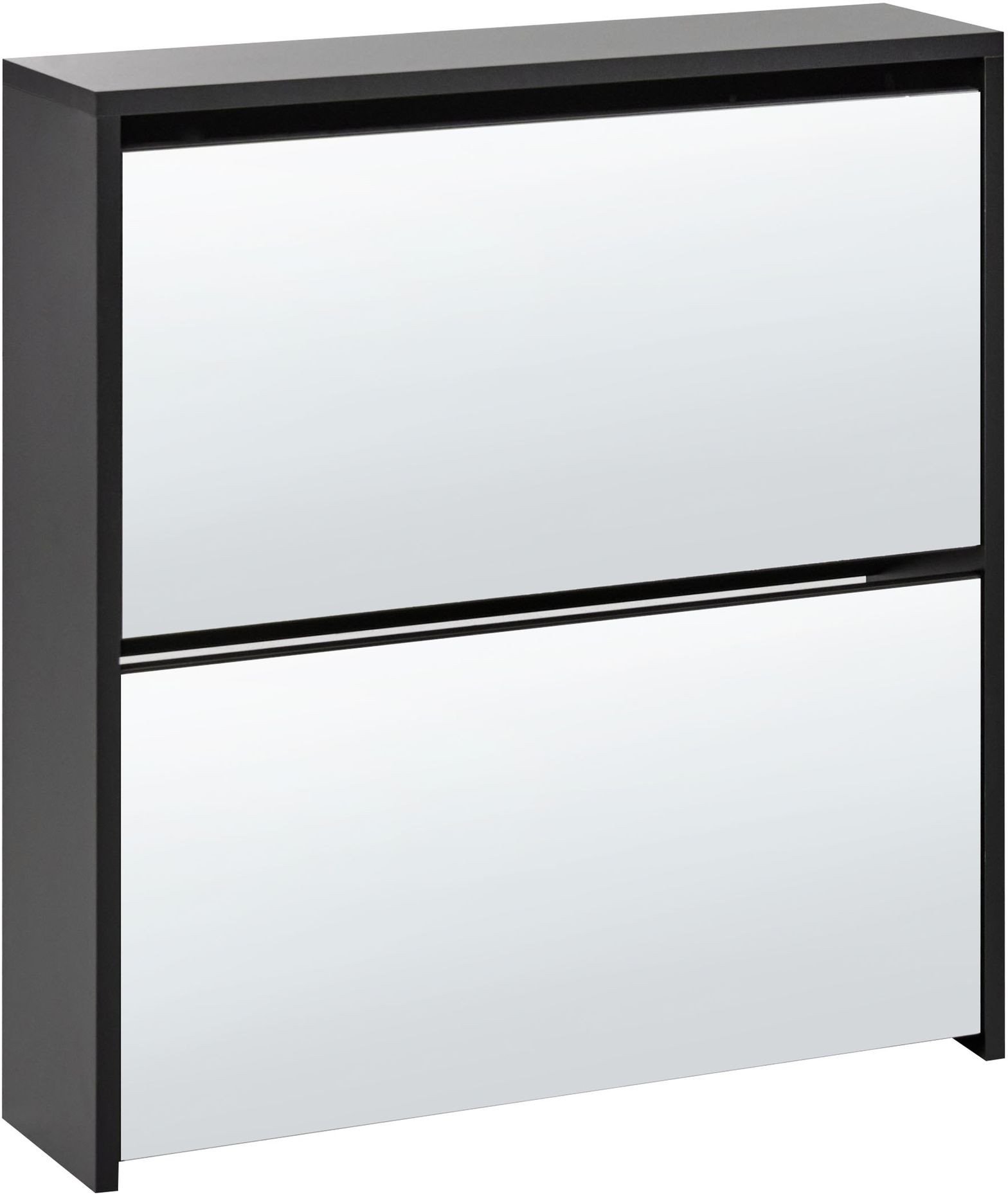 Szafka na buty 2 przegrody lustrzane fronty czarna MIDFIELD