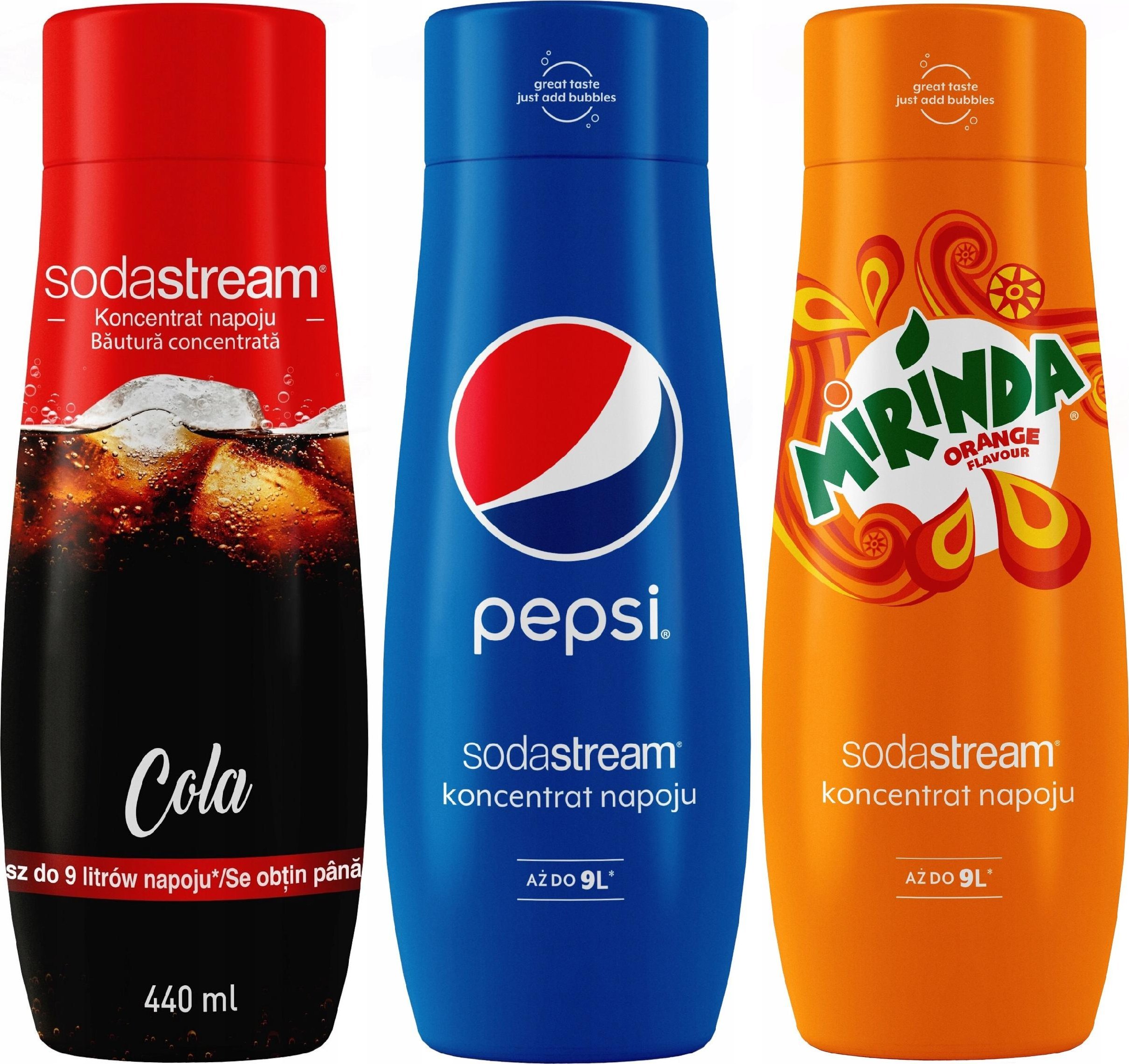 Zestaw 3 koncentratów SodaStream Cola+Pepsi+Mirinda