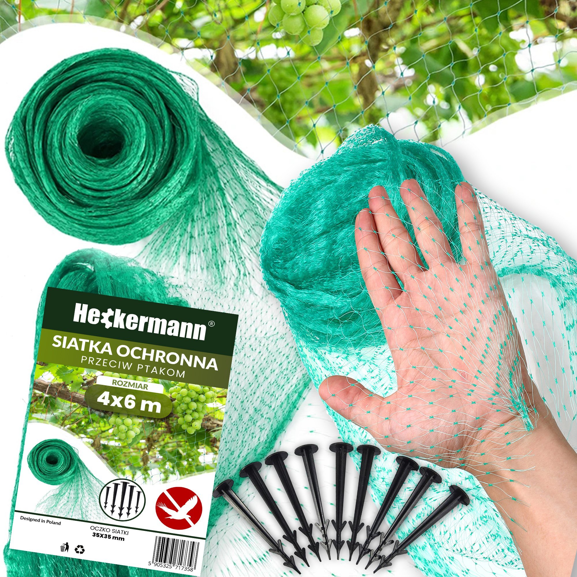 Siatka ochronna przeciw ptakom Heckermann 4x6m