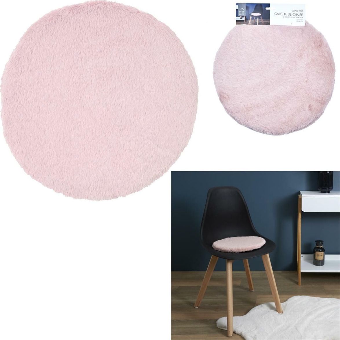Intesi Zestaw 6 poduszek Furry na krzesła różowe