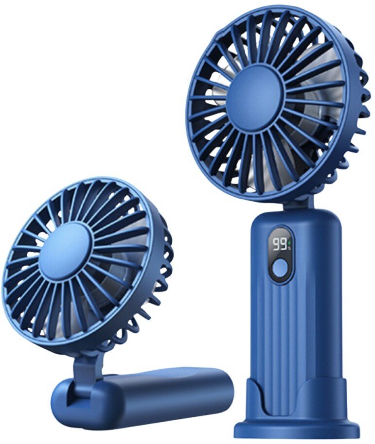 Wentylator biurkowy mały bezprzewodowy, 4 tryby, niebieski