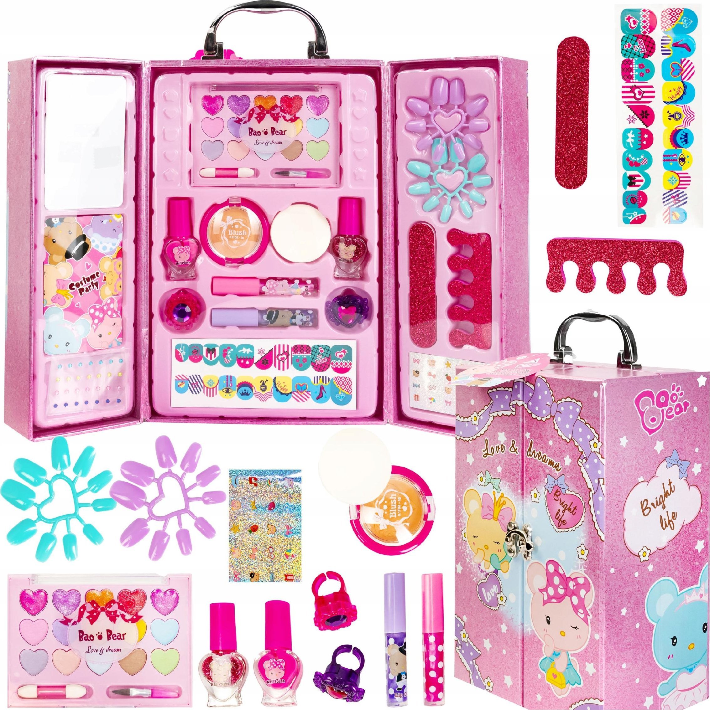 Kuferek Kosmetyków Dla Dzieci Cienie Błyszczyki Tipsy Róż Salon Urody