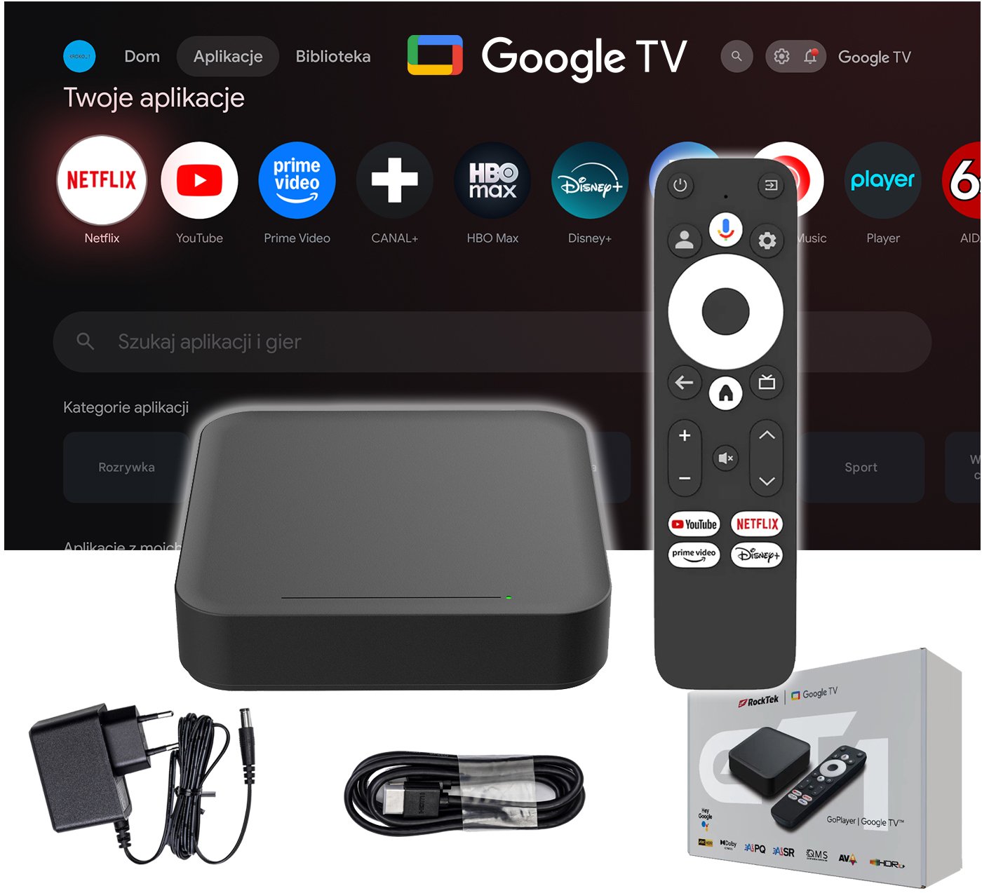 Smart Tv Box RockTek GT1 2/32GB Google TV Android 12