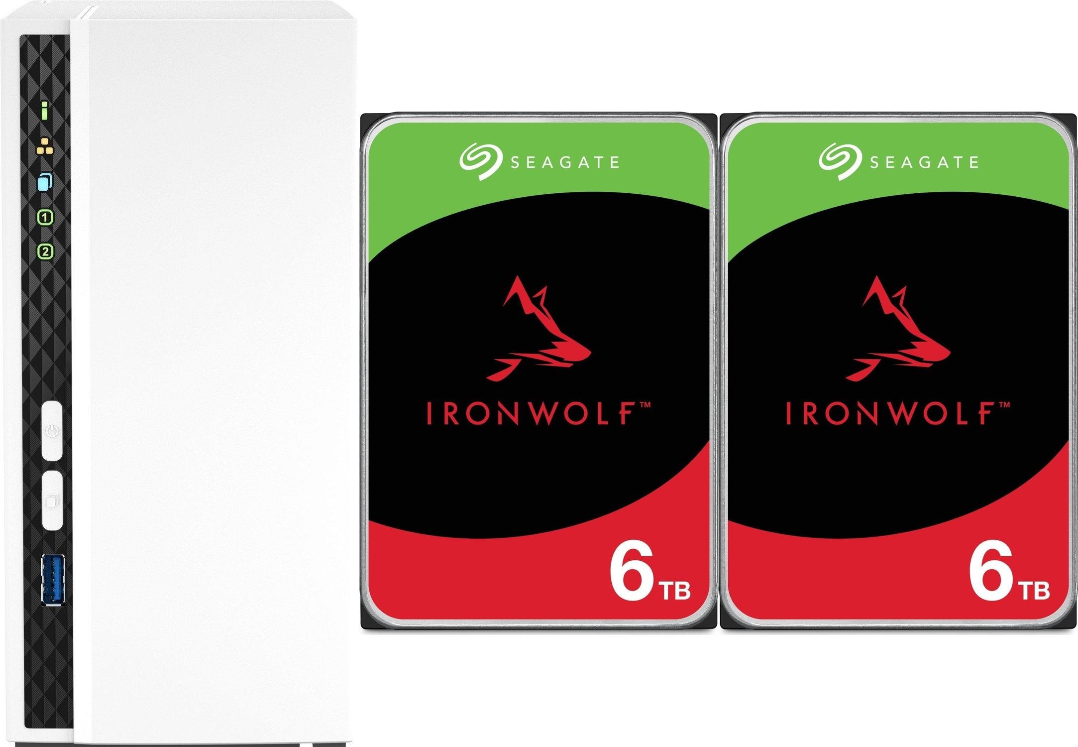 Serwer plików Qnap TS-233 + 2x Seagate IronWolf 6TB (ST6000VN006)