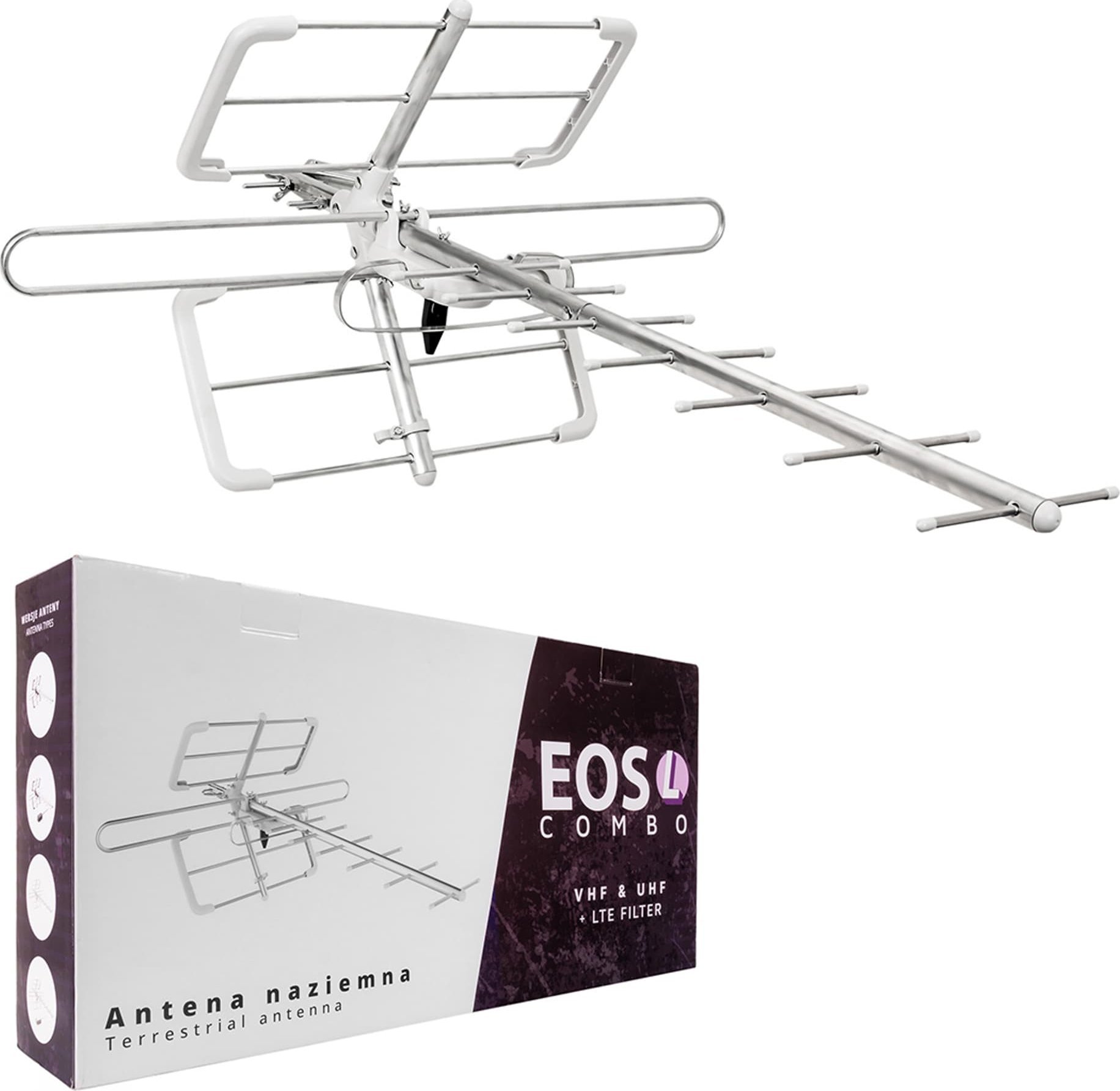 Antena RTV Spacetronik Antena DVB-T/T2 Spacetronik EOS L Combo White (pasywna)