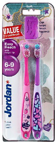 Jordan Szczoteczka do zębów DUO Easy Reach dla dzieci (6-9 lat) miękka 1 op-2szt