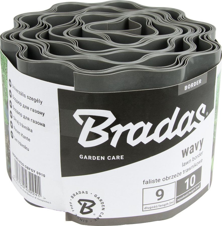 Bradas Obrzeże faliste trawnikowe palisada 9m/10cm szary 2241
