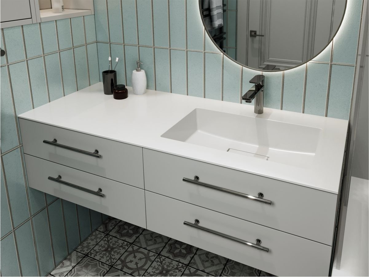 Umywalka nablatowa MIRAGGIO ERICA R 120*50*16 Połysk Biała 8813492