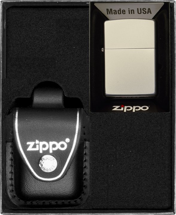 Zestaw ZIPPO Zapalniczka SATIN CHROME Prezentowy No3