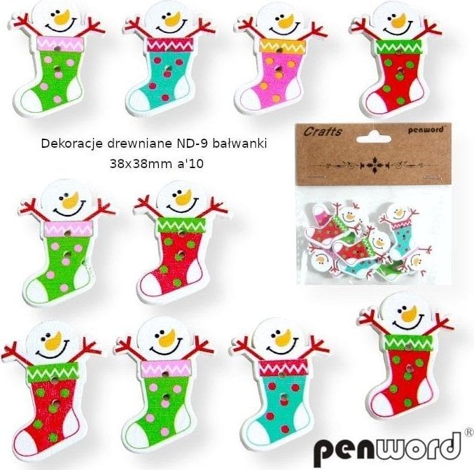 Dekoracja drewniana bałwanki 38x28mm