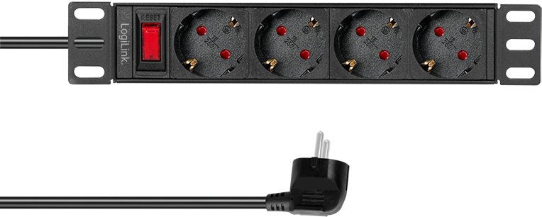 LogiLink LogiLink Steckdosenleiste 4-fach mit Schalter,10"(1HE),2m