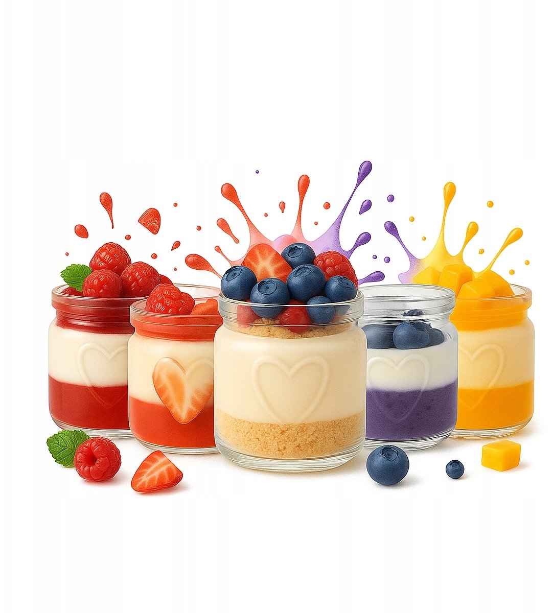 5x POJEMNIKI NA DESERY 100 ml Słoik SZKLANY SERCE Na Deserki Do Deserów