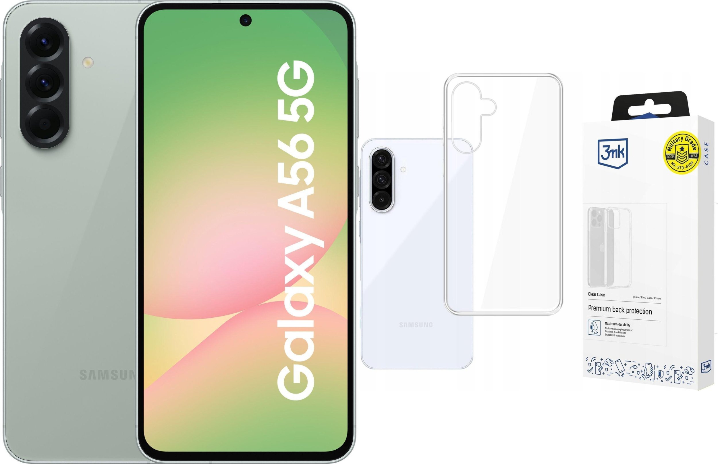 Smartfon Samsung Galaxy A56 5G 8/256GB Zielony (SM-A566BZGCEUE) + Etui Clear Case