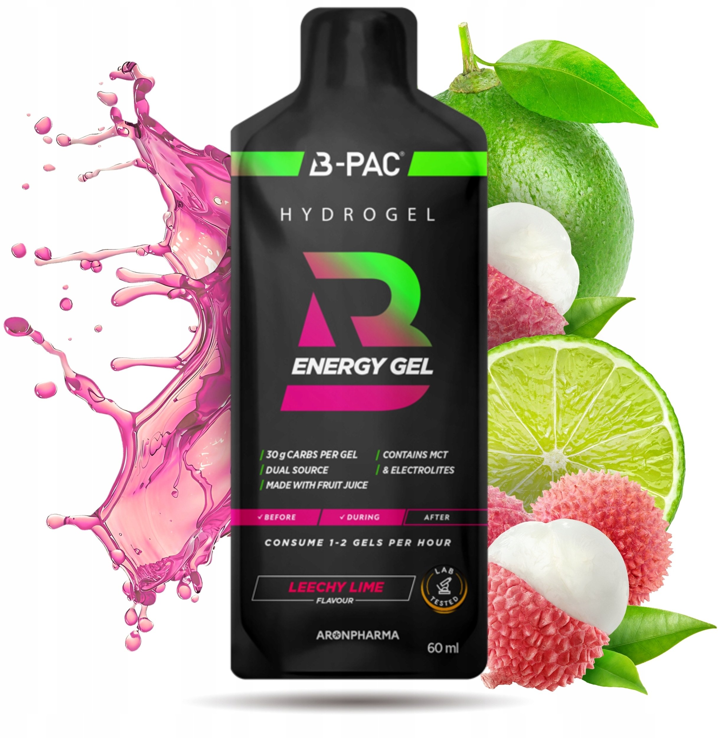 SIS SCIENCE IN SPORT AronPharma_B-PAC Energy Gel żel energetyczny z kofeiną Litchi Limonka 60ml