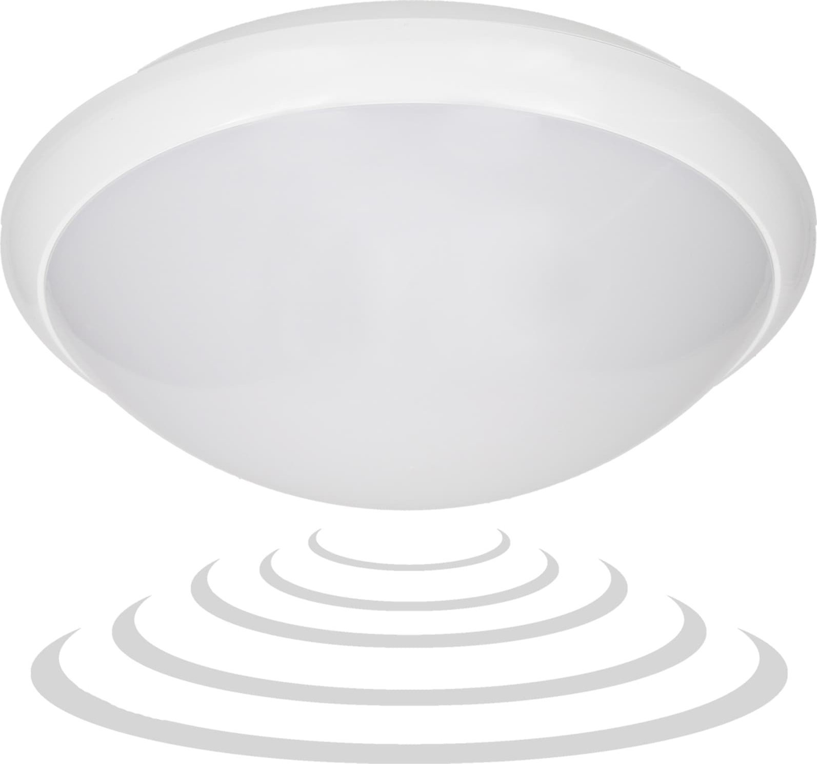 Lampa sufitowa Orno BREVA, plafon oświetleniowy z mikrofalowym czujnikiem ruchu, 60W, E27, IP44, poliwęglan mleczny