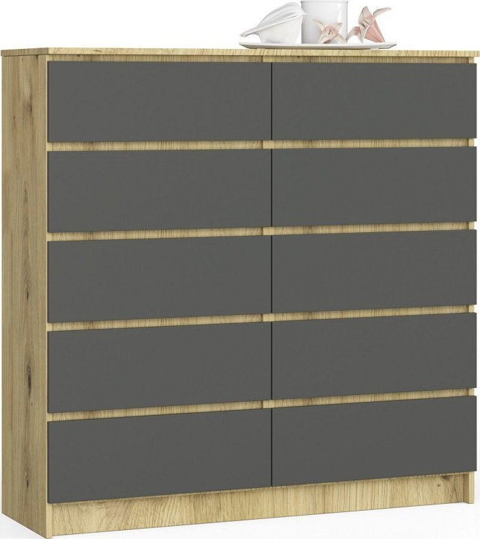 Elior Wąska komoda do przedpokoju dąb artisan + grafit - Mirune 3X