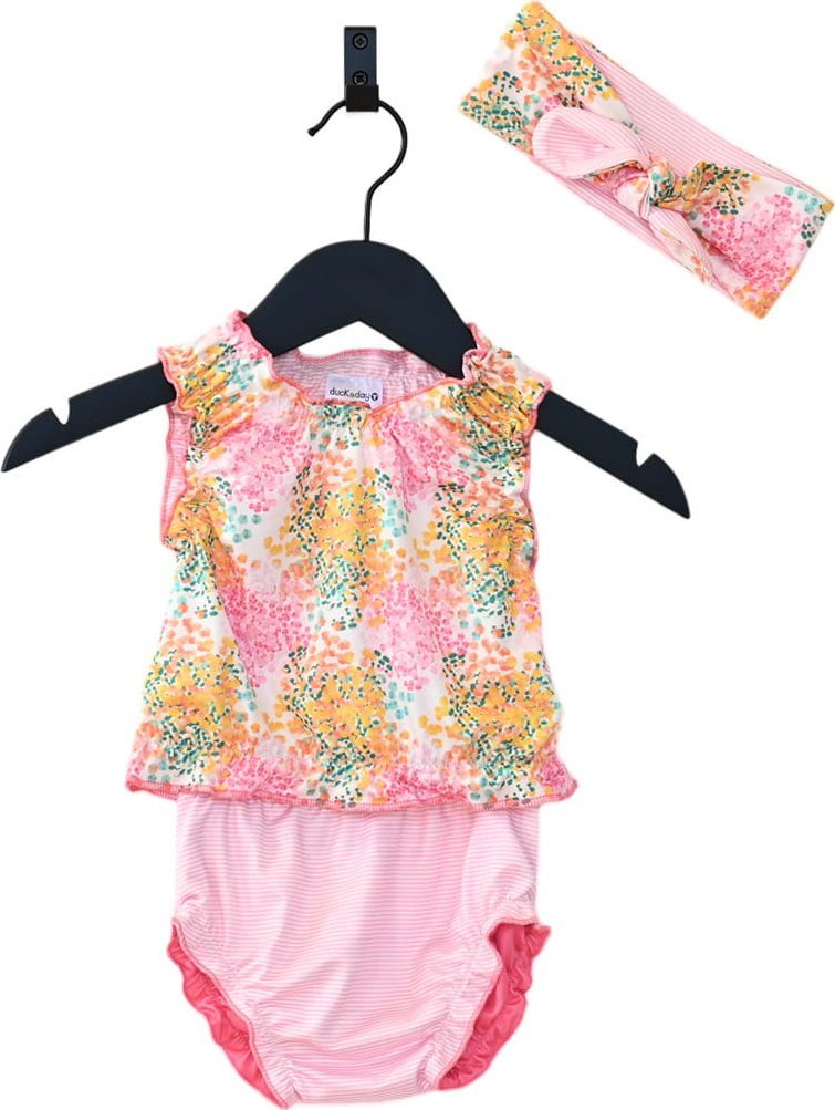 Dwuczęściowy kostium UV dla dziewczynki koszulka majtki opaska, Ducksday, Lula, 74