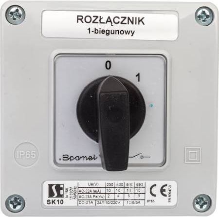 Spamel Łącznik krzywkowy 0-1 1P 10A w obudowie (SK10-1.825/OB11)