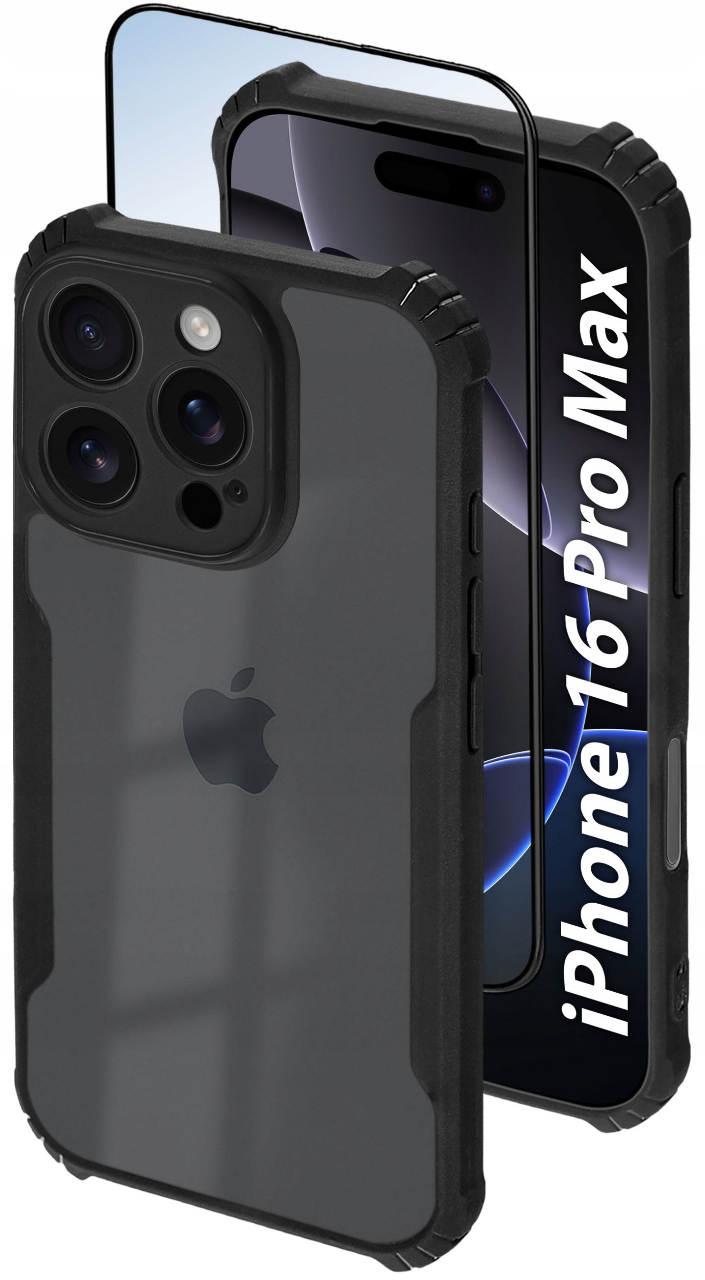 Etui do iPhone 16 Pro Max ANTI-SHOCK MATT CLEAR WZMACNIANE Szkło 5D PREMIUM