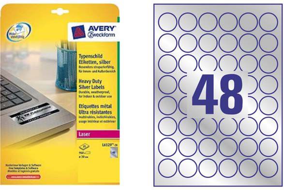 Avery Zweckform ETYK.ZF 6129 ŚR.30 20ARK.SREBRNA ETYKIETA - L6129-20