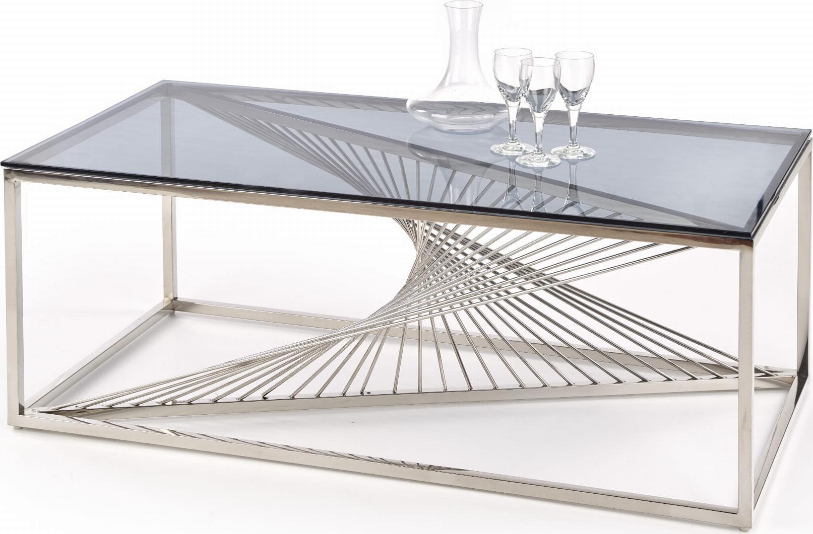 Halmar WNĘTRZARSKIE INFINITY ława, stelaż - srebrny, szkło - dymiony (1p=1szt)