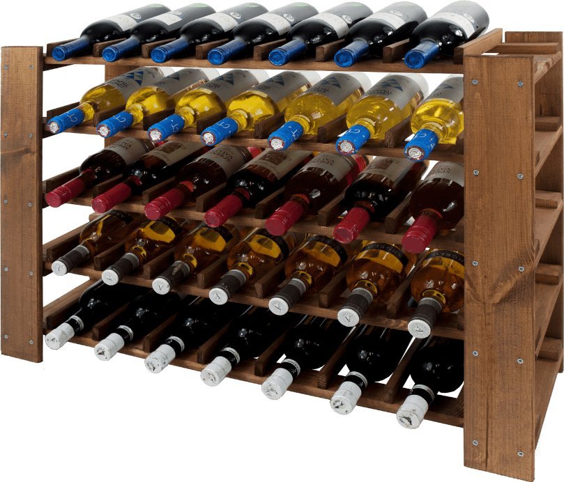 Wamar-Sosenka MAXI Regał Drewniany na 35 butelek 64x80x30 cm Brązowy Olejowany Drewno sosnowe RW-51K-1_O_BR / Wamar-Sosenka