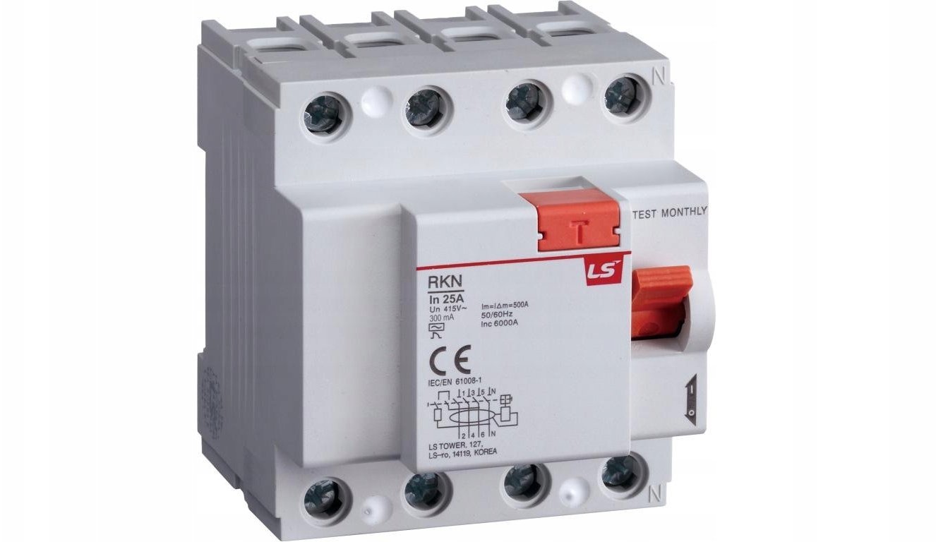 Wyłącznik różnicowoprądowy 4P 25A 0,3A typ A RKN4P 25A 300MAA 06220458R0