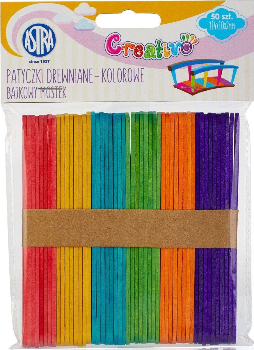 Astra Patyczki Drewniane Kolor Bajkowy Mostek 49 sztuk uniwersalny