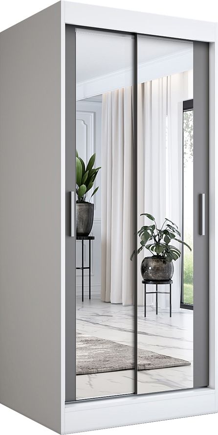 Elior Szafa przesuwna w kolorze biały + antracyt - Edna 2X