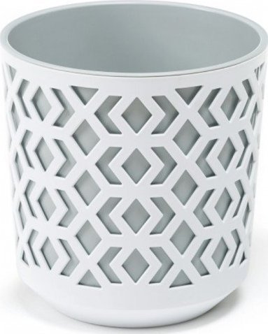 Lamela Doniczka z wkładem biały-jasny szary Aztek 30 cm